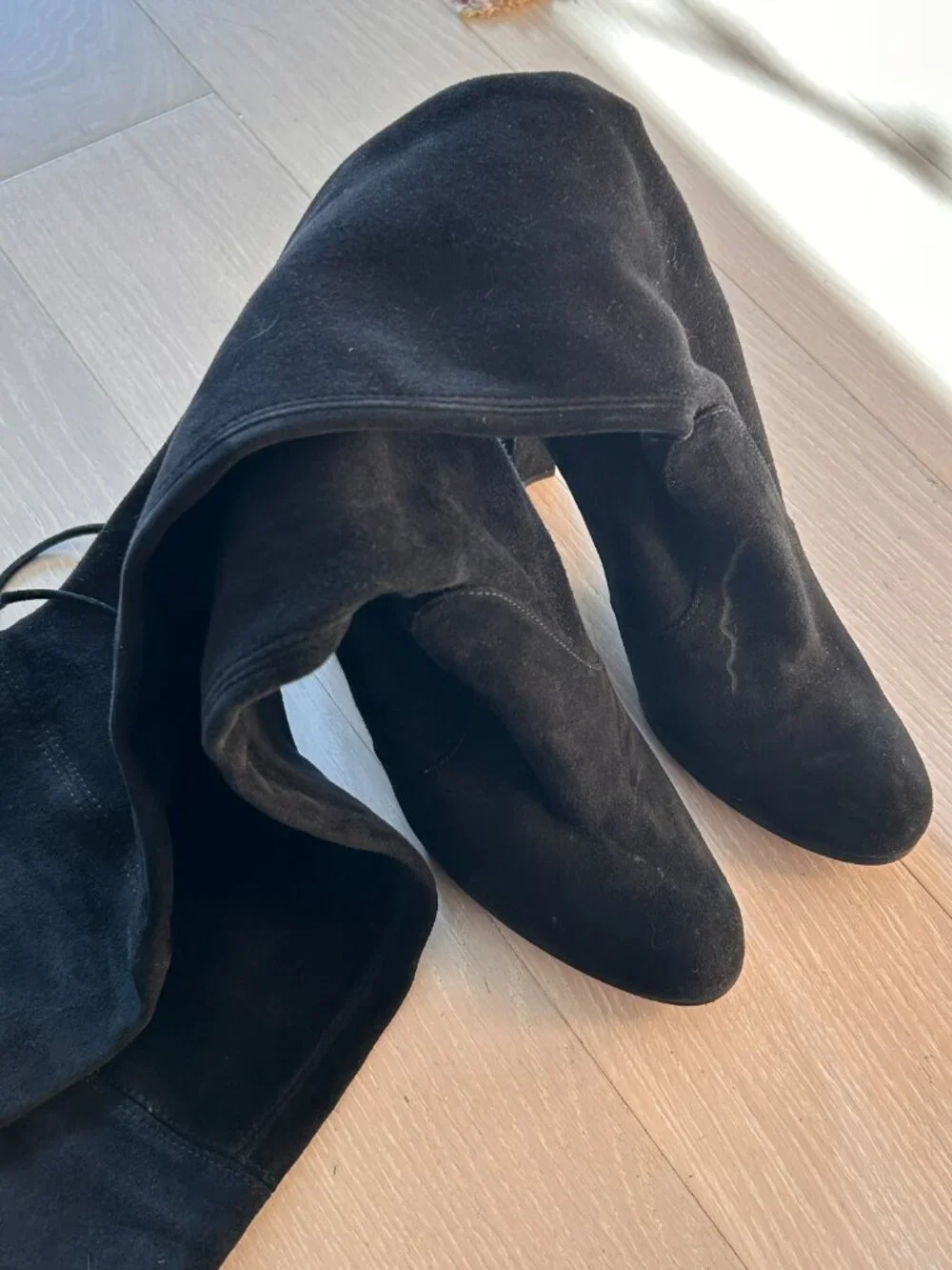 Stuart Weitzman Women's Over-The-Knee Suede Boot Black Size 6.5 with Box